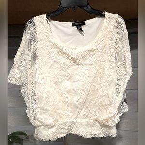 Style & co White lace short sleeve shirt 
- size s